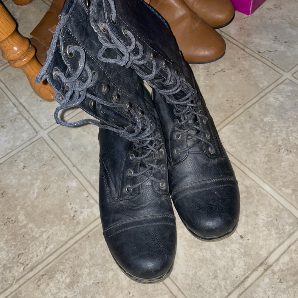 Madden Girl black combat boots